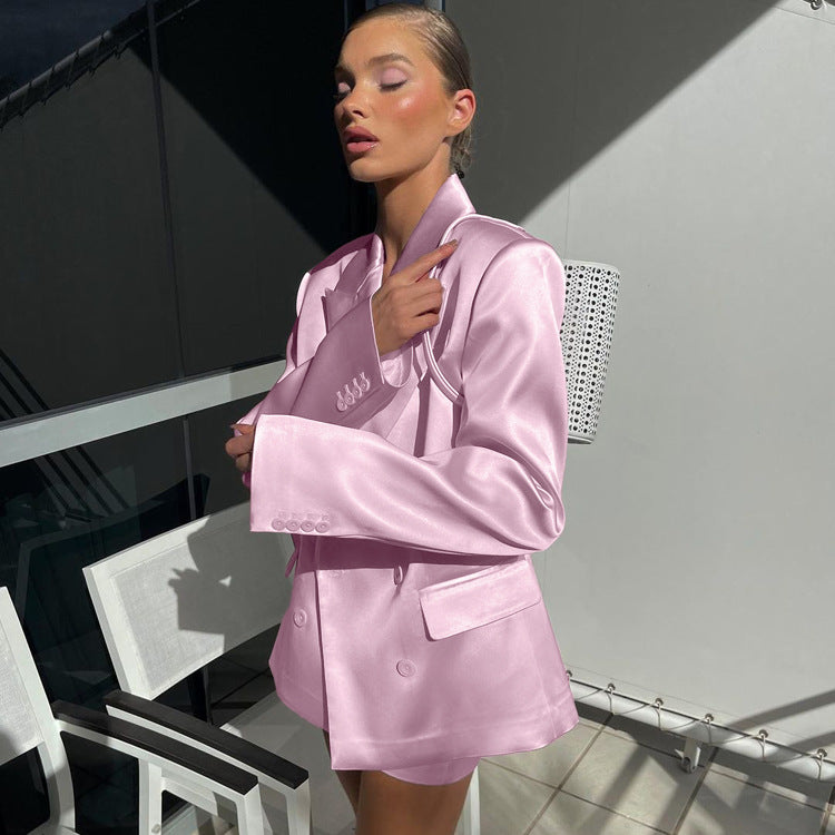 Double Breasted Oversized Blazer & Mini Skirt Suit