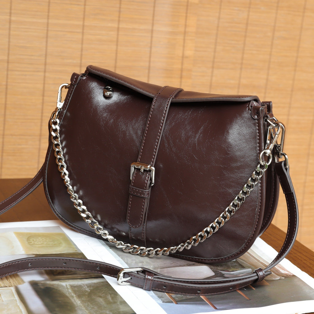 Cross-border Genuine Leather Saddle Bag - Women's Fashion