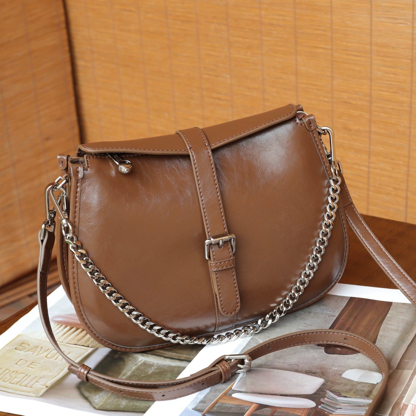 Cross-border Genuine Leather Saddle Bag - Women's Fashion