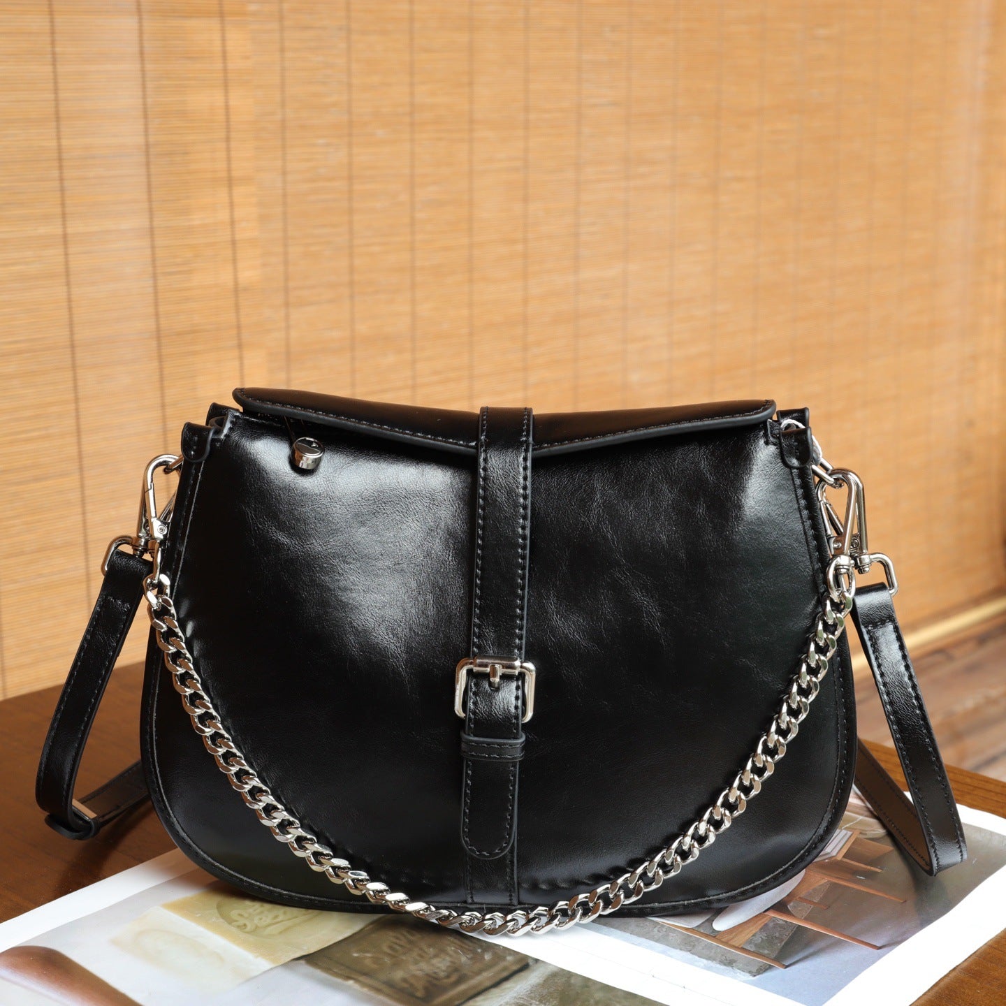 Cross-border Genuine Leather Saddle Bag - Women's Fashion