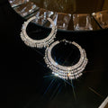 Silver Post C-Shaped Hula Hoop Earrings for Women