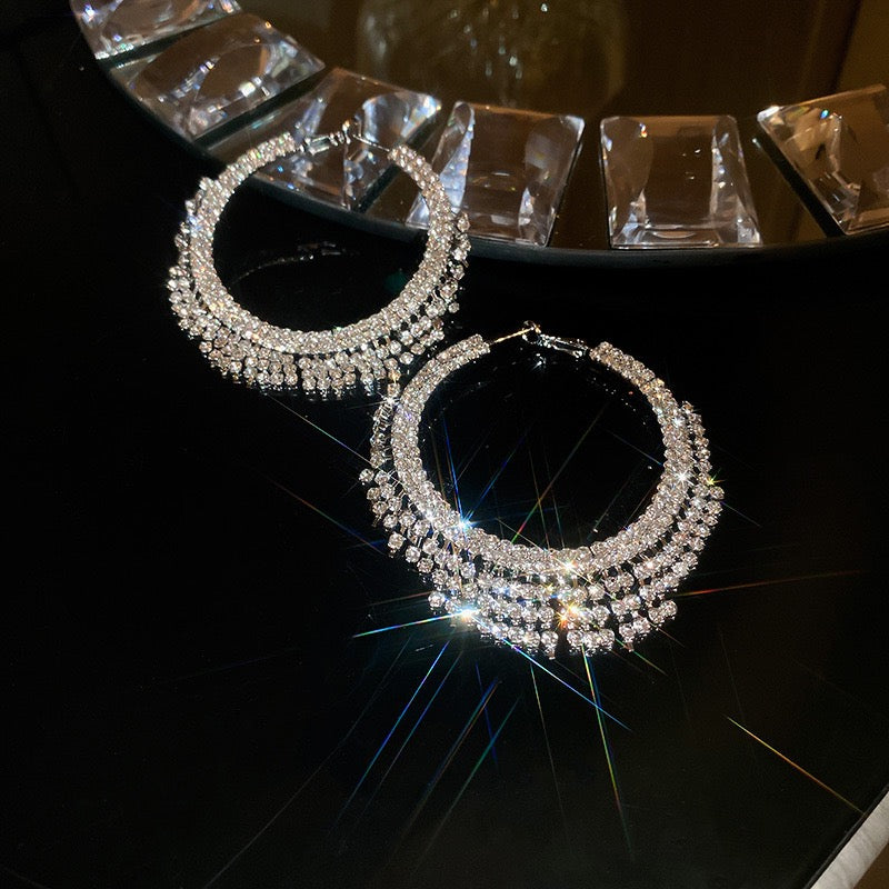 Silver Post C-Shaped Hula Hoop Earrings for Women