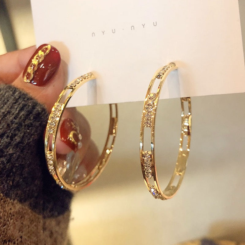Silver Post C-Shaped Hula Hoop Earrings for Women