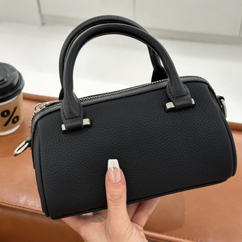 Versatile Top-grain Leather Boston Pillow Bag for Women