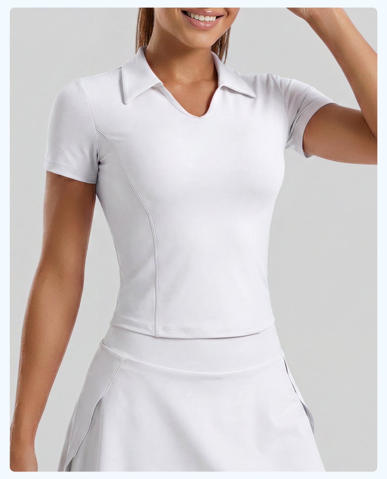 Women's Slim Fit Polo Collar Sports T-Shirt for Travel Yoga