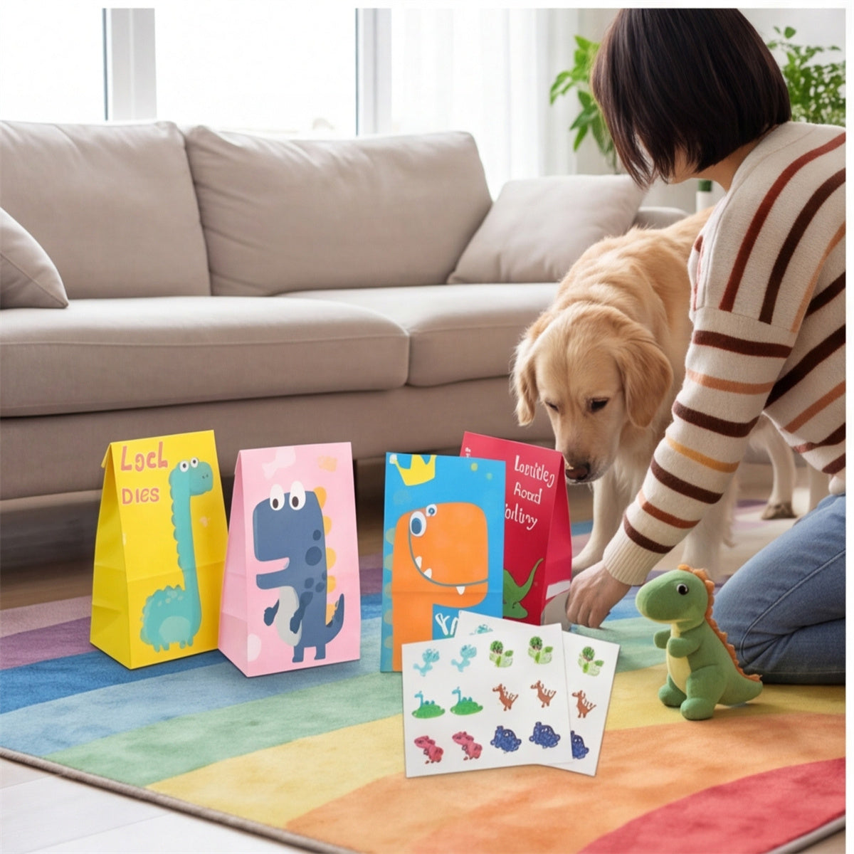 24-Piece Cartoon Dinosaur Cosmetic Bag Party Set