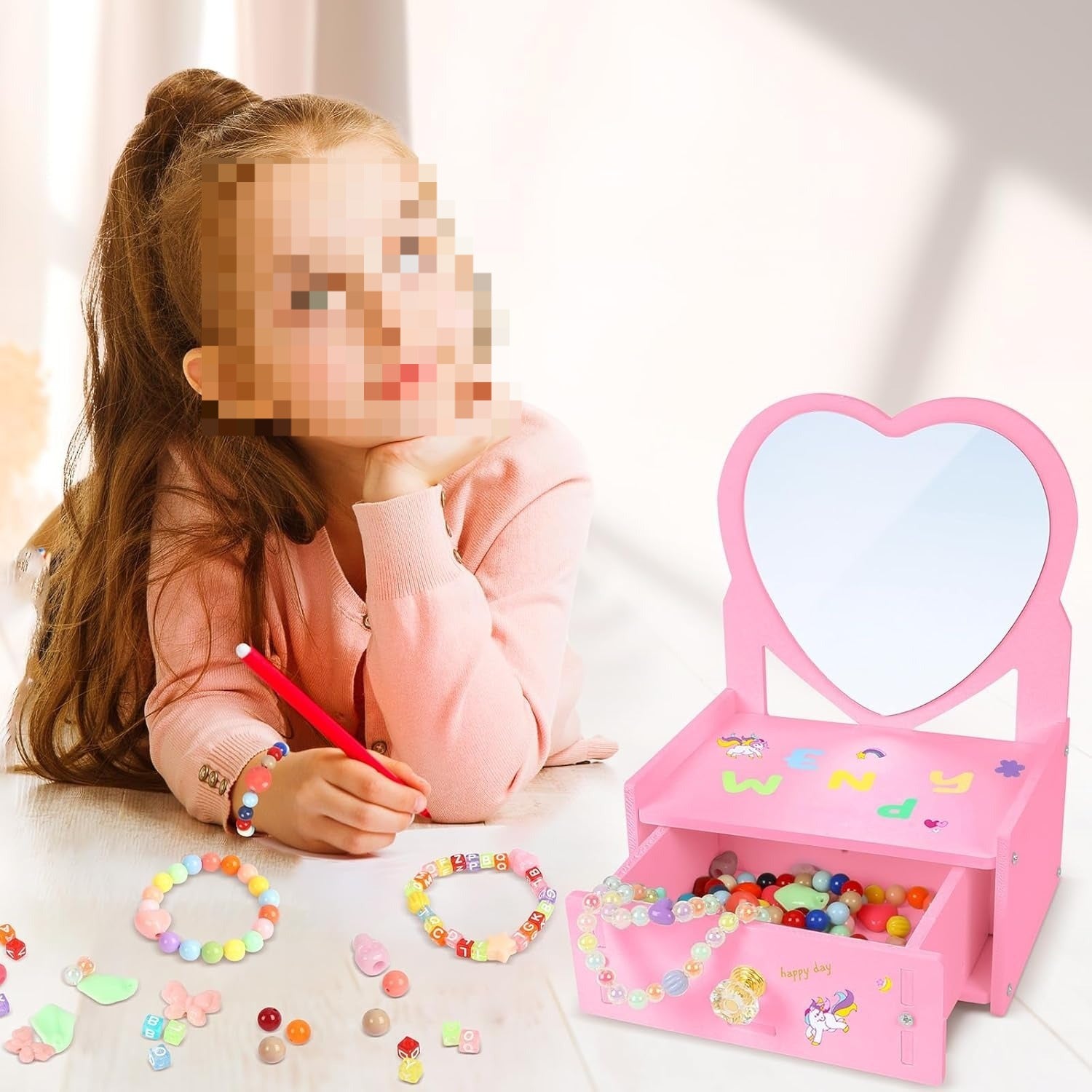 Heart-Shaped Makeup Organizer Craft Set for DIY Fun