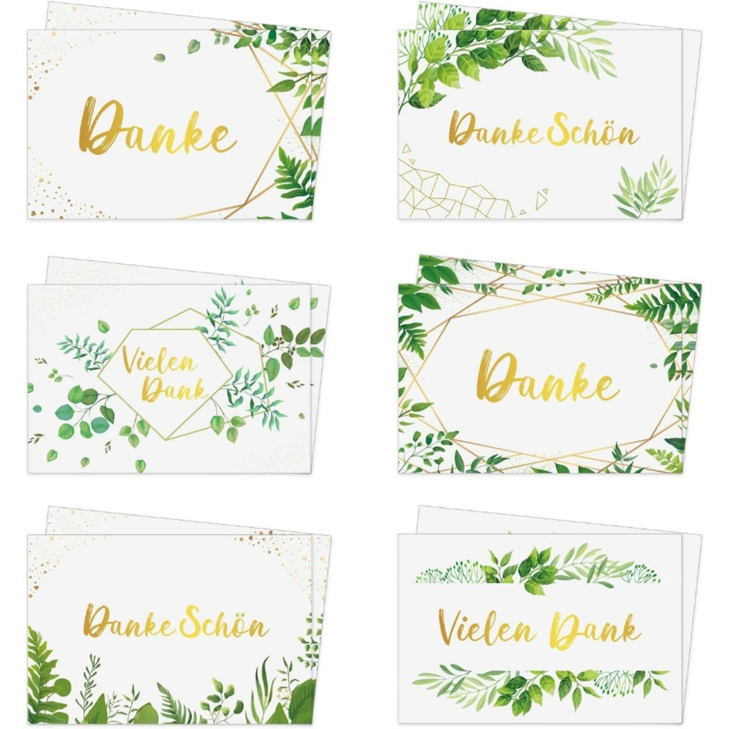 24 Light Green Thank-You Cards with Envelopes - Perfect for Gifts