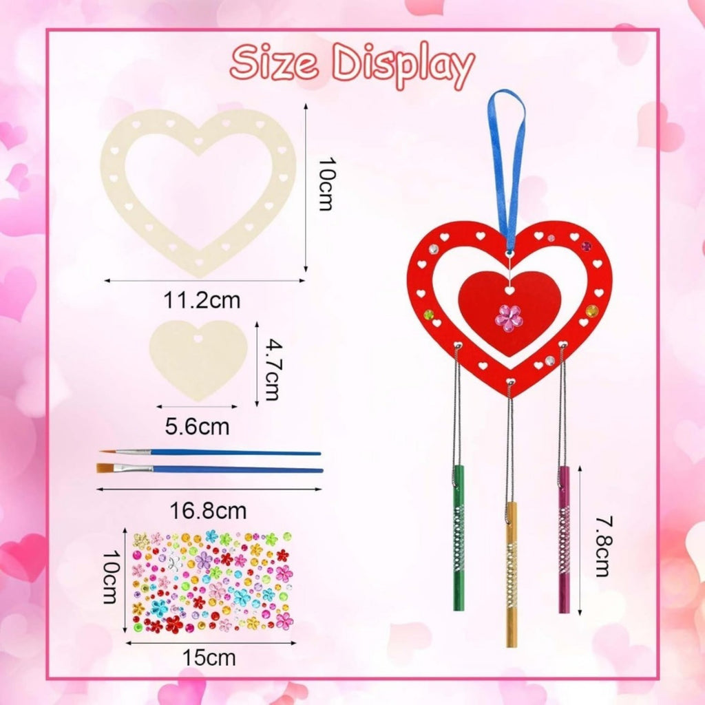 49-Piece Red Heart Wind Chime Set for Creative DIY Home Decor