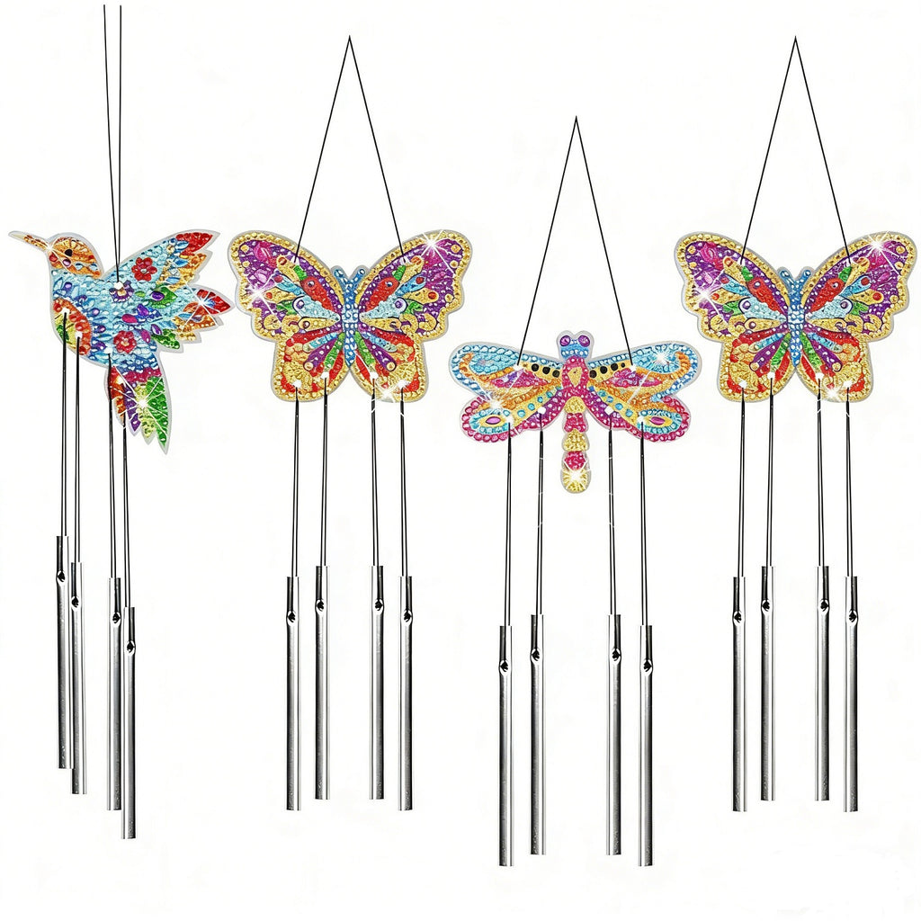 Butterfly Craft Kit - 4-Piece Diamond Painting Wind Chime