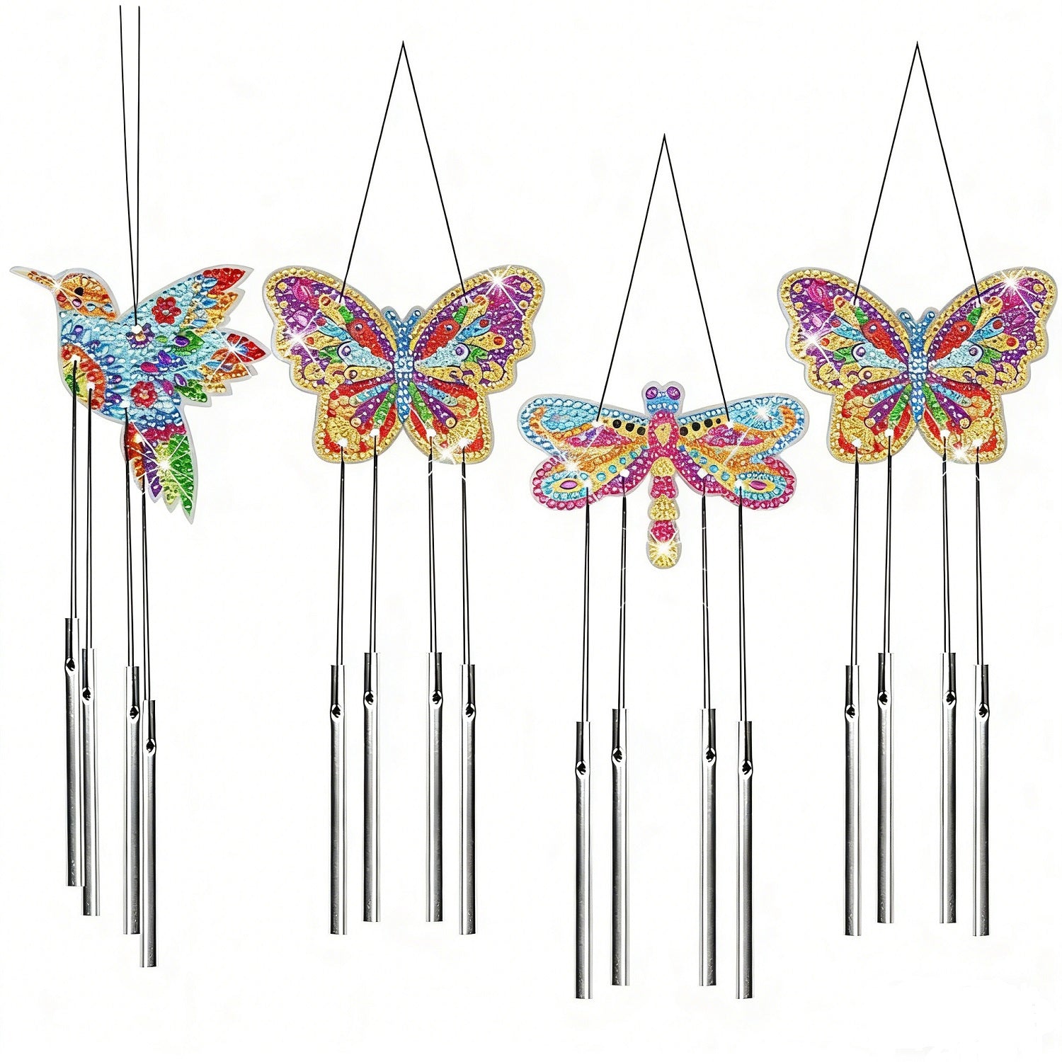 Butterfly Craft Kit - 4-Piece Diamond Painting Wind Chime