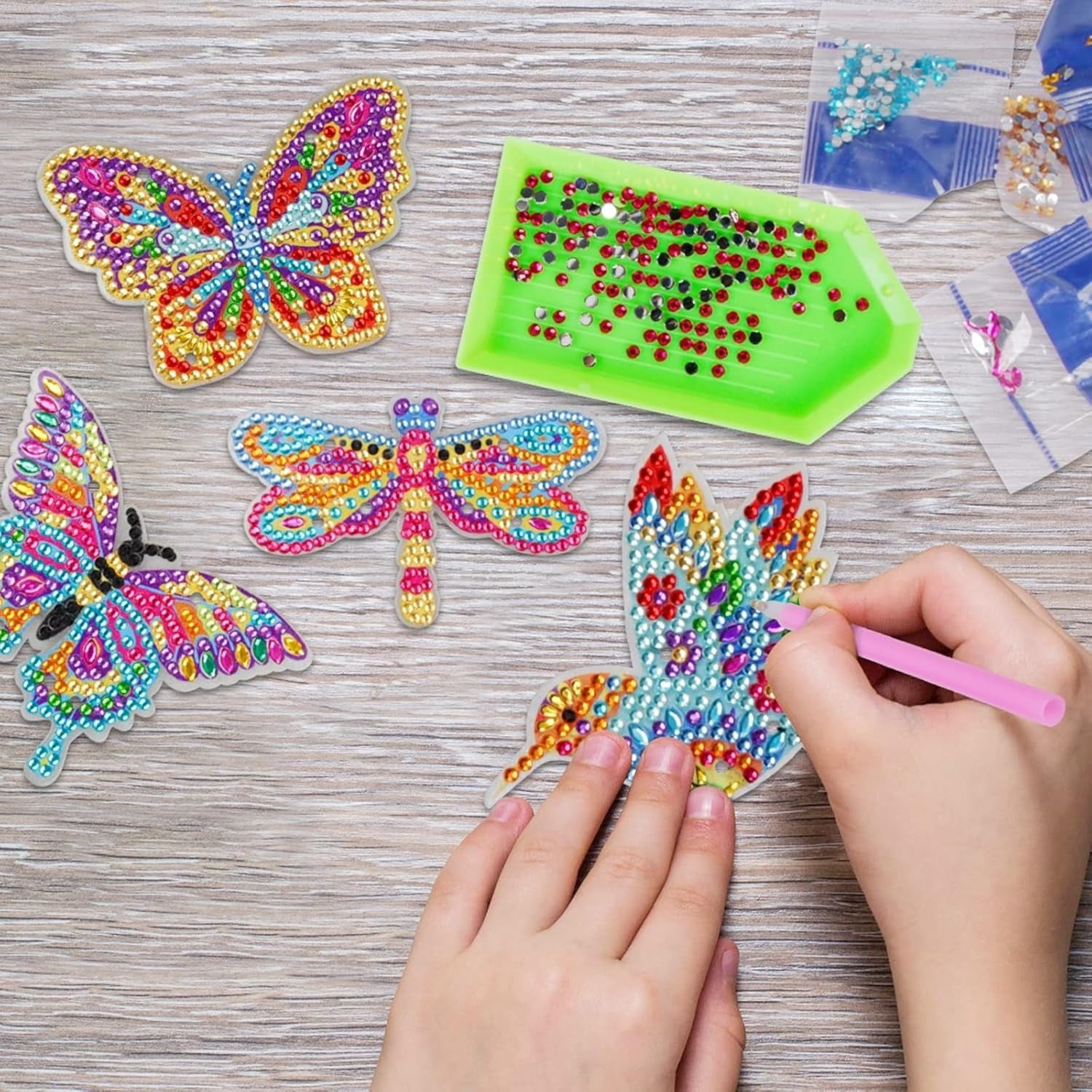 Butterfly Craft Kit - 4-Piece Diamond Painting Wind Chime