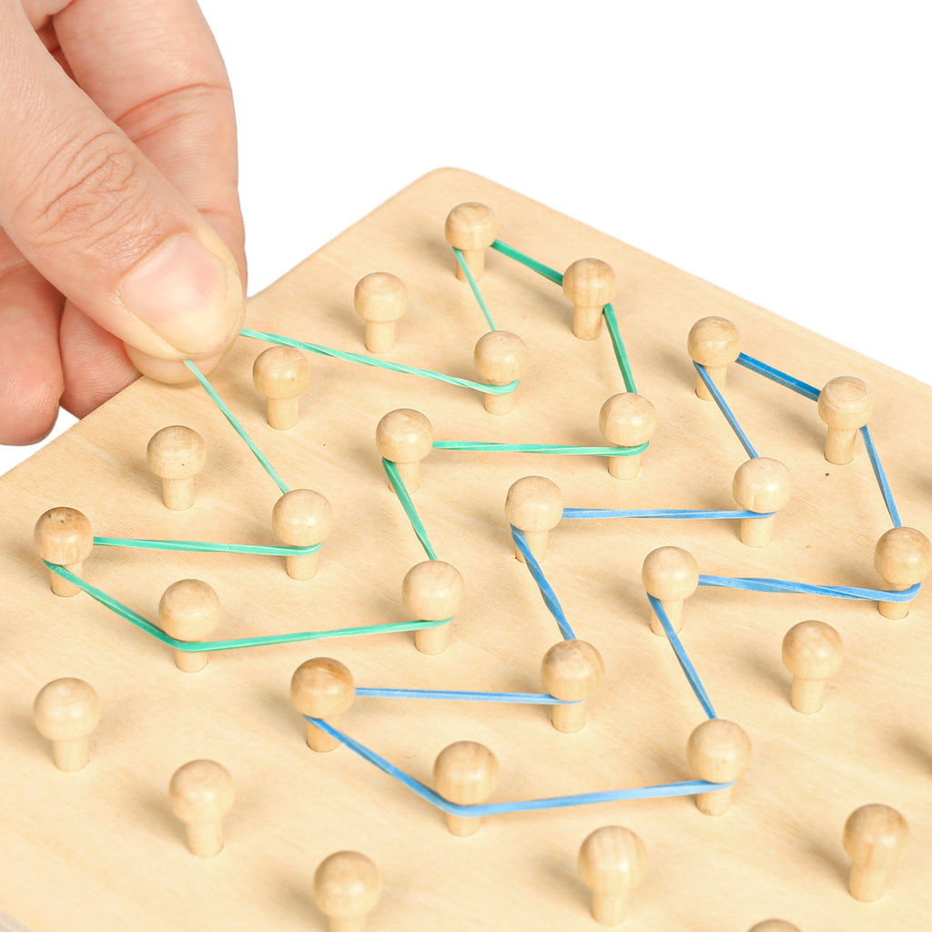Wooden Geoboard Set with Rubber Bands & 30 Templates