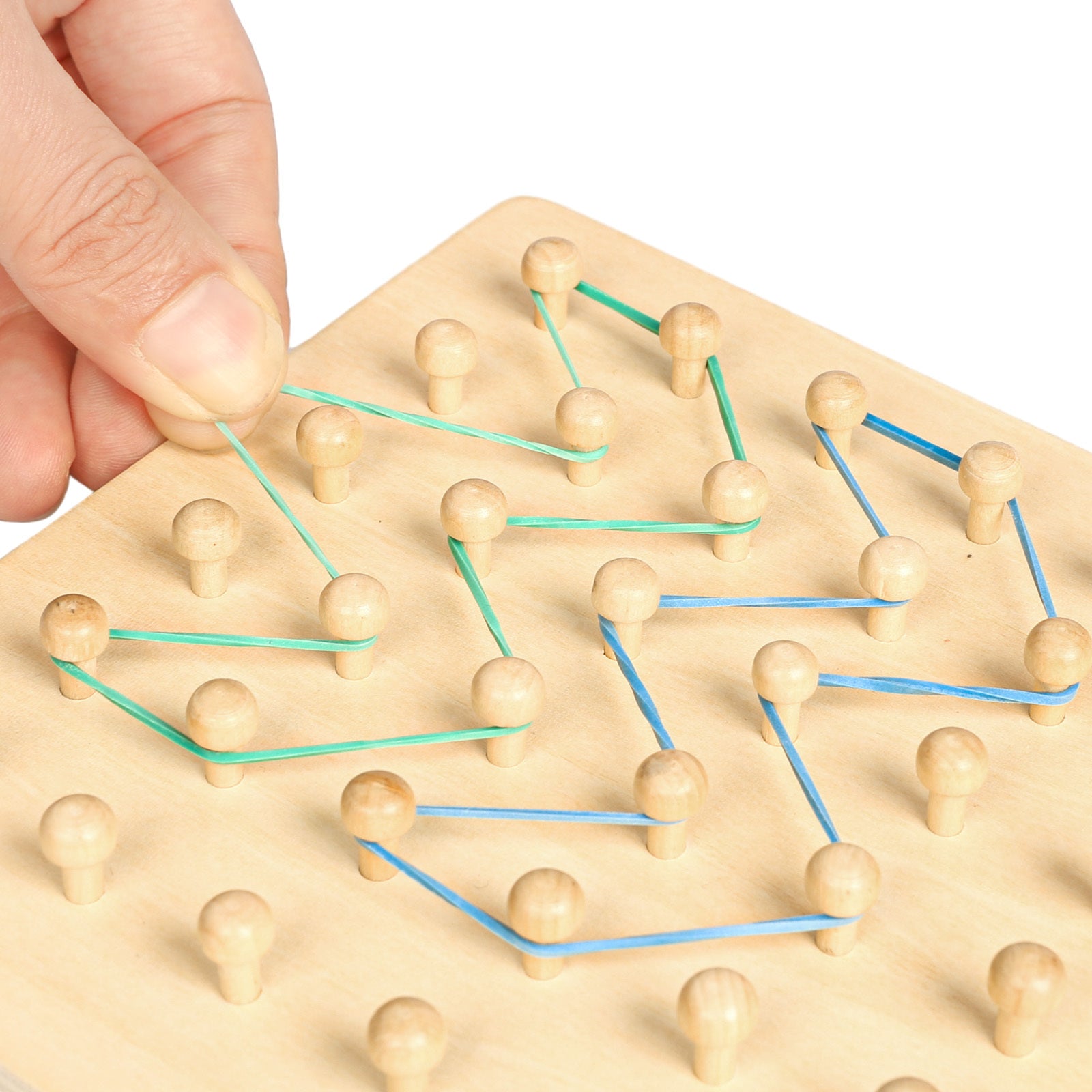 Wooden Geoboard Set with Rubber Bands & 30 Templates