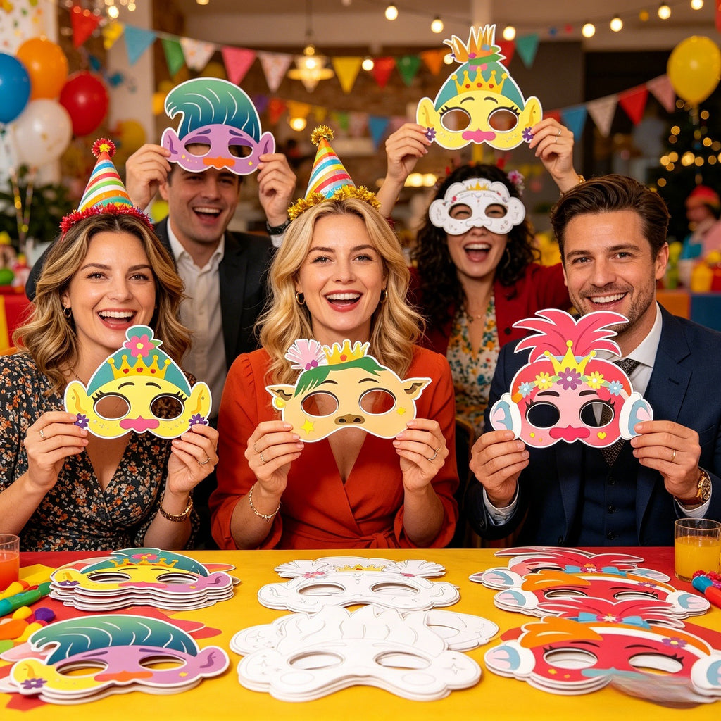50-Piece Craft Set with 24 Paper Masks and Rhinestones
