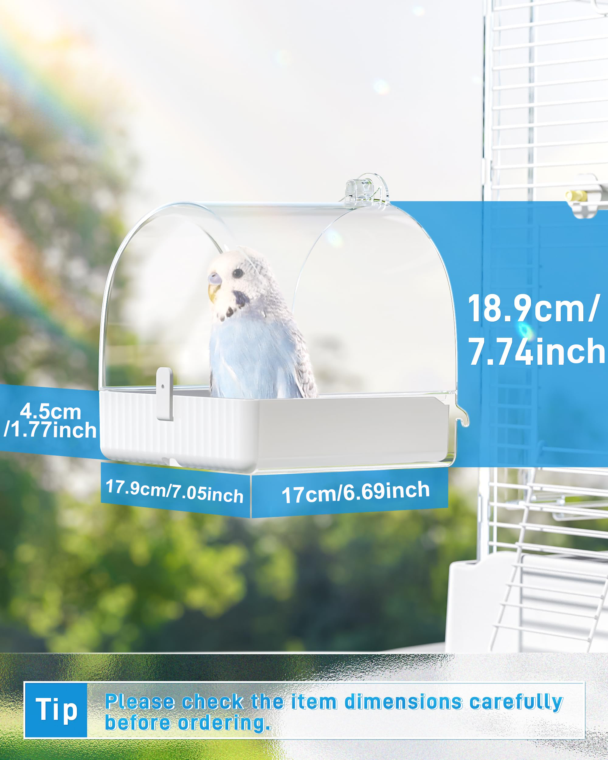Hanging Bird Bath for Cage - 3 in 1 Multifunctional Accessory