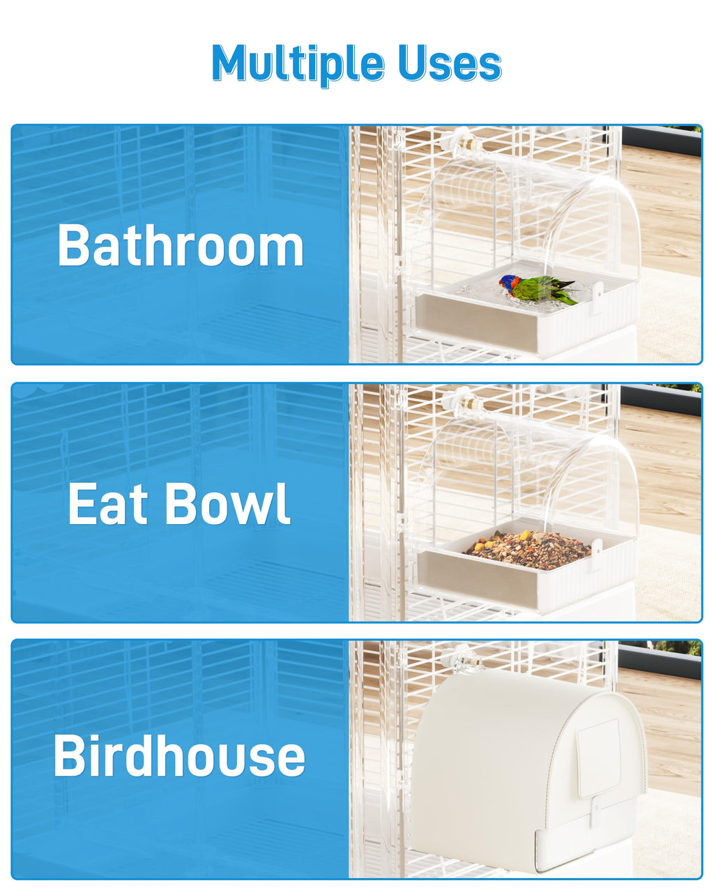 Hanging Bird Bath for Cage - 3 in 1 Multifunctional Accessory