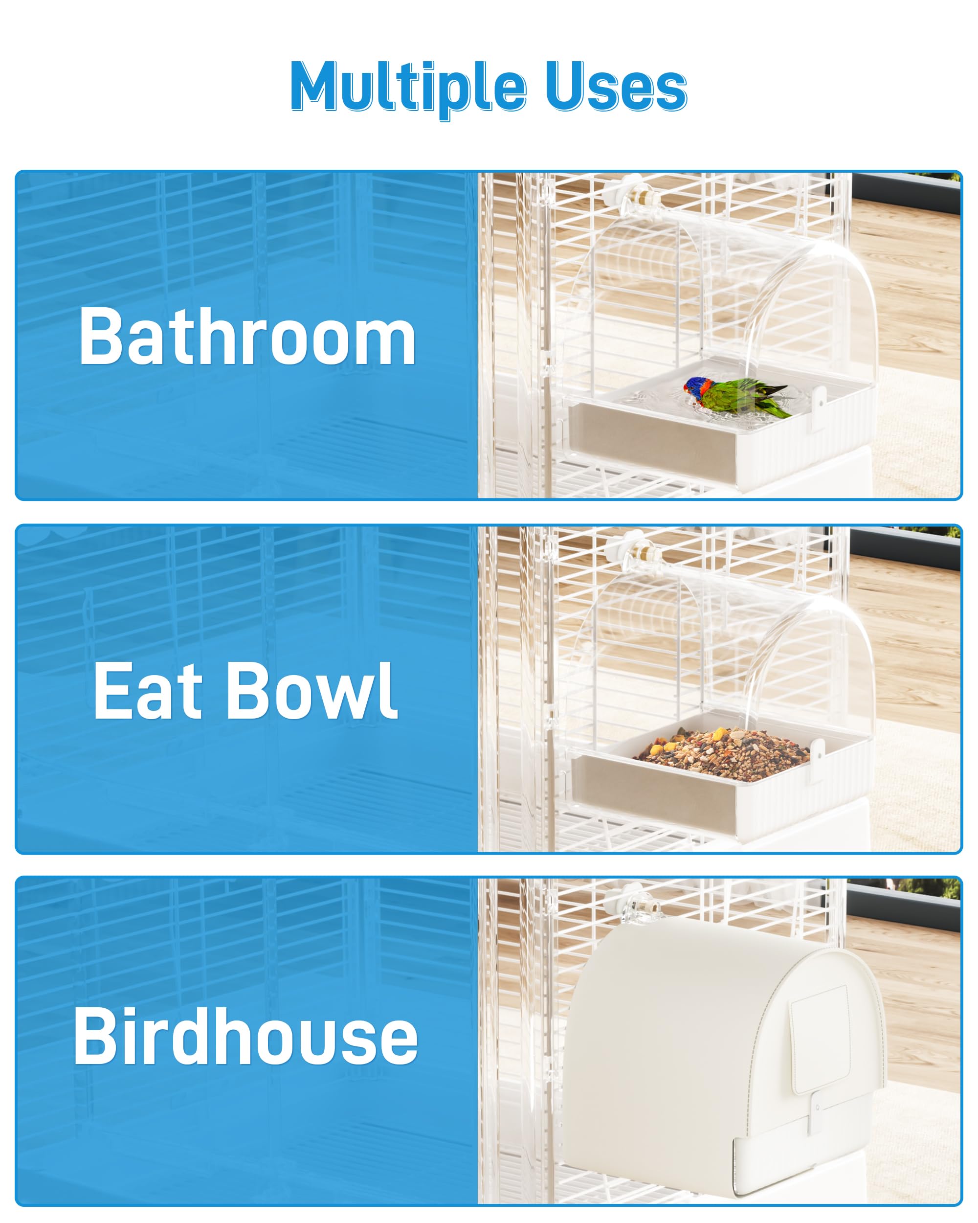 Hanging Bird Bath for Cage - 3 in 1 Multifunctional Accessory