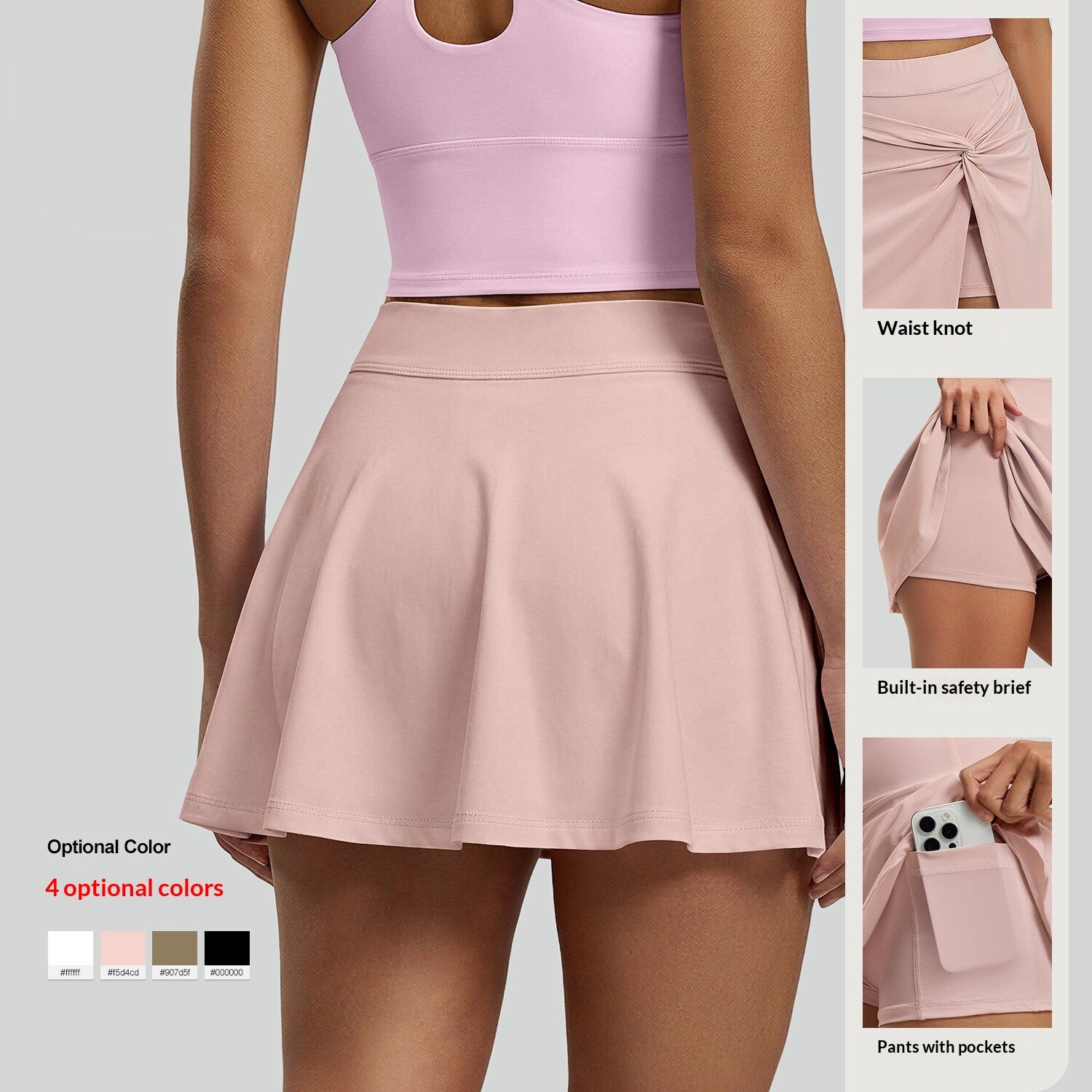 High-waisted Pleated Tennis Skirt With Twisted Design