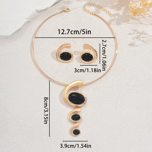 Elegant Choker Jewelry Set with Long Spiral Drop Earrings