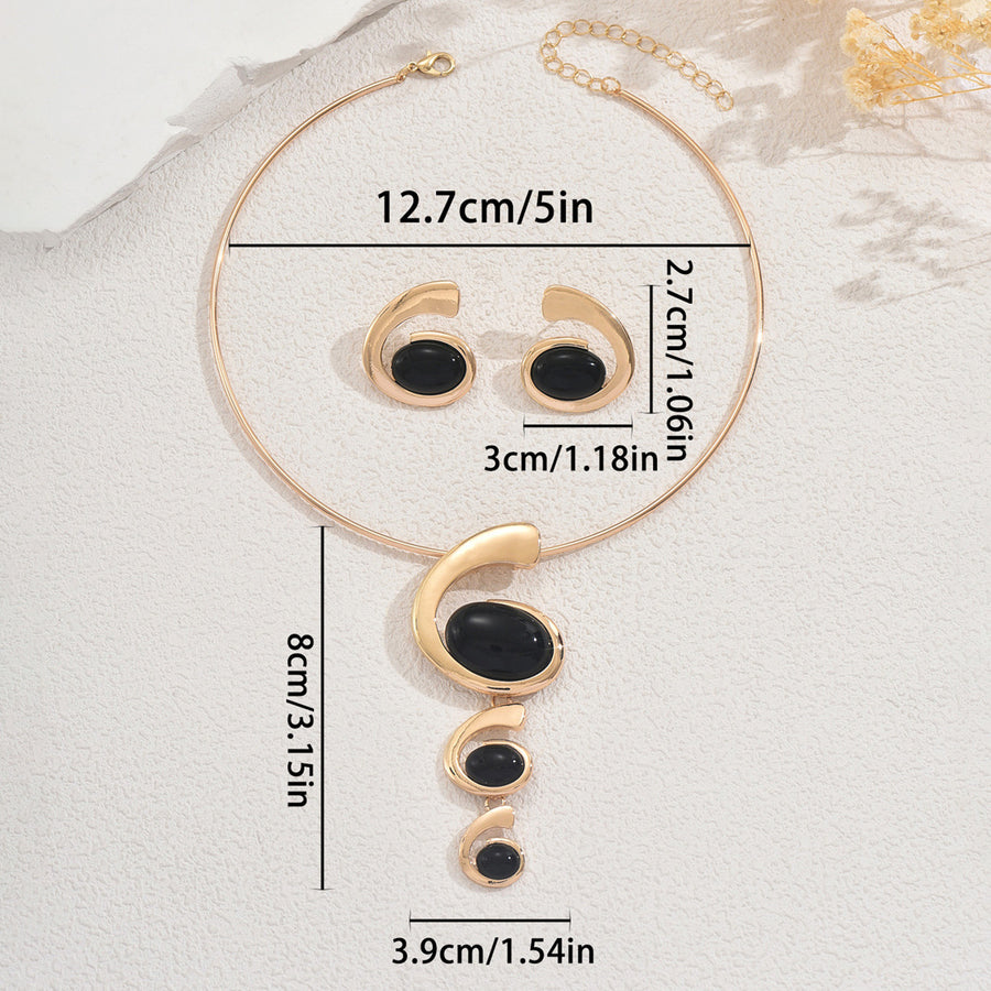 Elegant Choker Jewelry Set with Long Spiral Drop Earrings