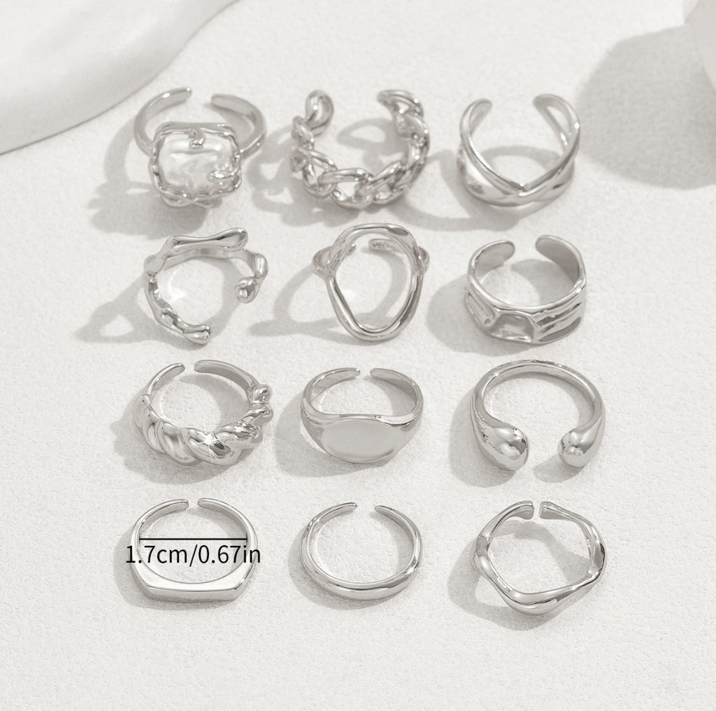 Adjustable Open Stackable Rings Set for Women - Unique Design