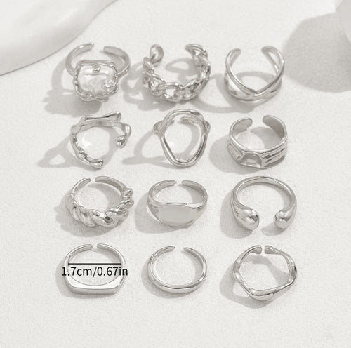 Adjustable Open Stackable Rings Set for Women - Unique Design