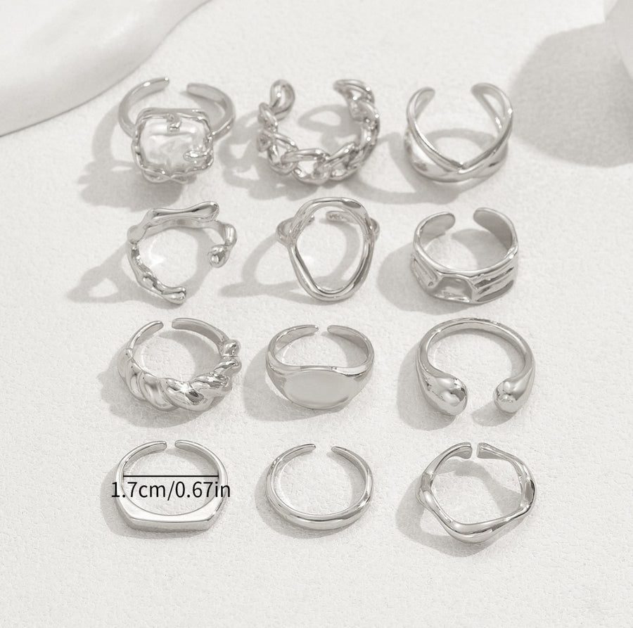 Adjustable Open Stackable Rings Set for Women - Unique Design