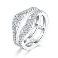 S925 Sterling Silver Double Band Ring with Moissanite Pave