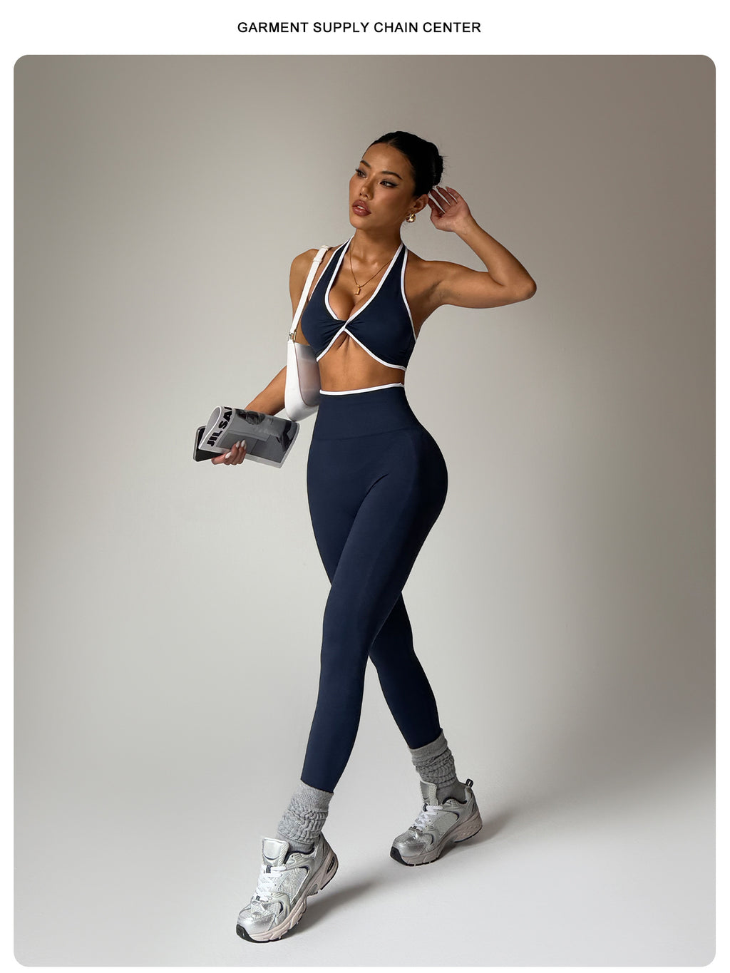 Seamless Color Block Yoga Outfit Set - Sports Bra & Pants