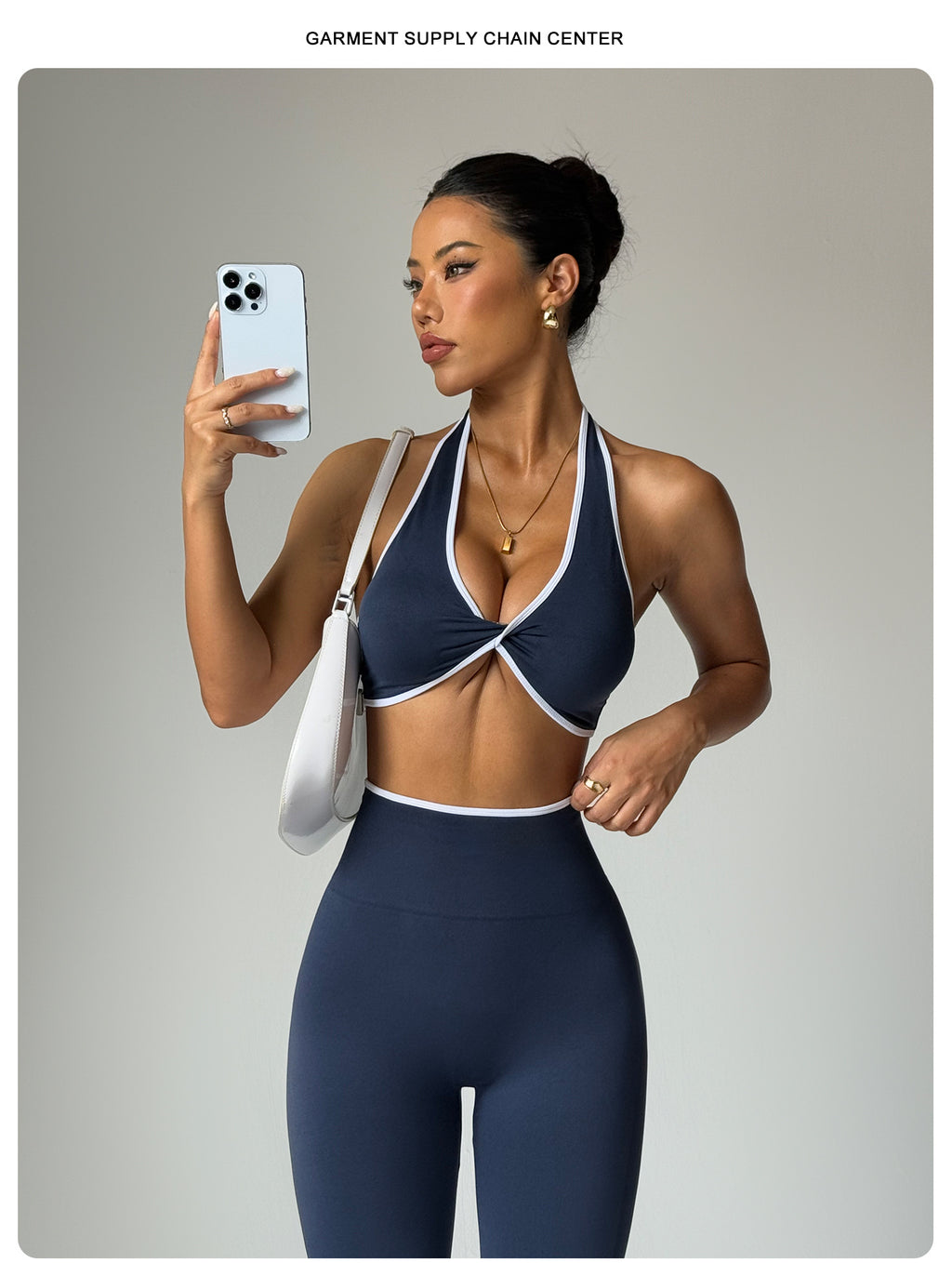 Seamless Color Block Yoga Outfit Set for Fitness