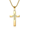 Elegant Gold Necklace with Stainless Steel Pendant & Zircon