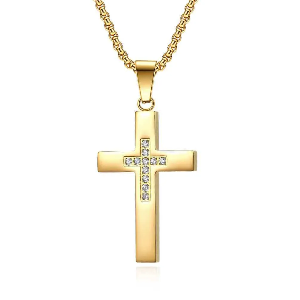 Elegant Gold Necklace with Stainless Steel and Zircon Inlay