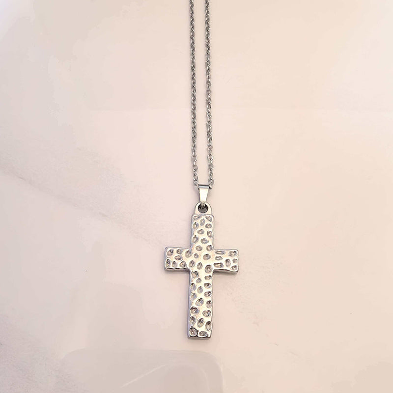 Stainless Steel Cross Pendant Necklace - Elegant Gold Design