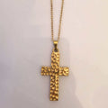 Stainless Steel Cross Pendant Necklace - Elegant Gold Design