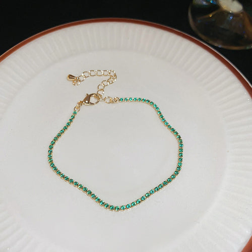 18K Gold Filled Colorful Oval CZ Drawstring Bracelet