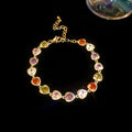 18K Real Gold Plated Colorful Oval Zircon Bracelet for Women