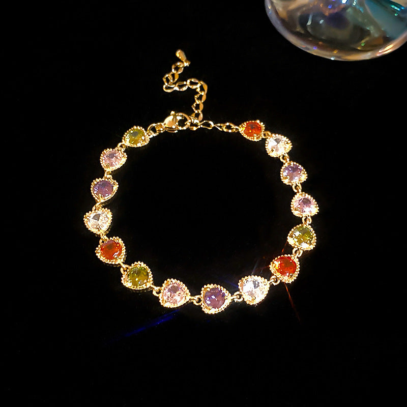 18K Real Gold Plated Colorful Zircon Slider Bracelet