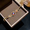 18K Gold Plated Rainbow Oval Cubic Zirconia Bracelet
