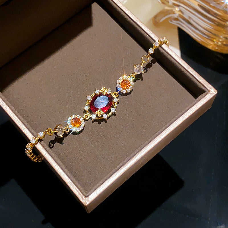 18K Gold Plated Rainbow Oval Cubic Zirconia Bracelet