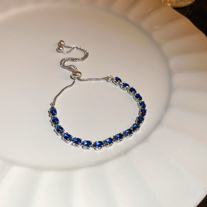 18K Gold Plated Multi-color Oval Zirconia Slider Bracelet