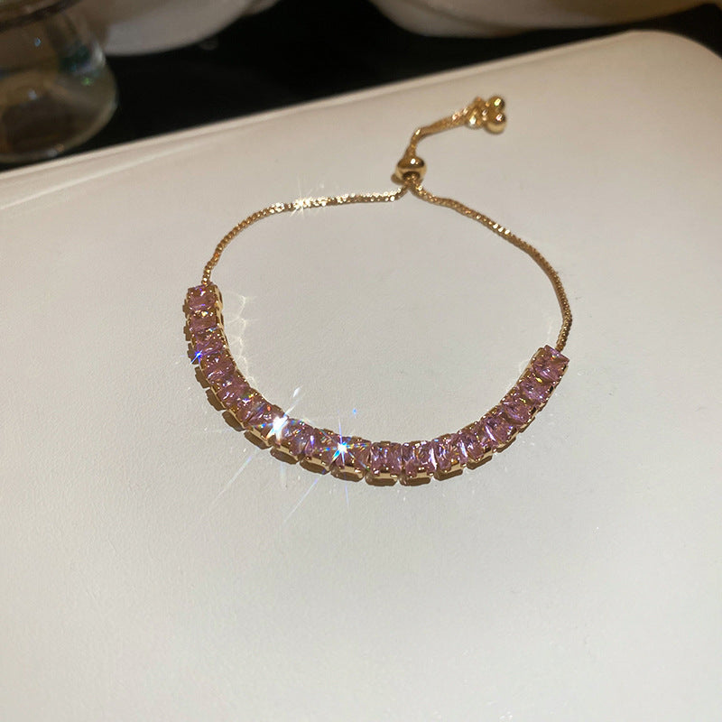 Elegant French Style Flower Buckle Zircon Bracelet for Women