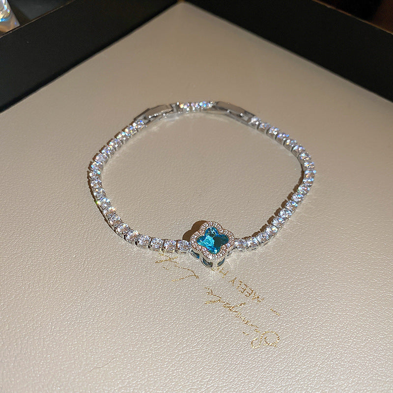 Elegant French Style Flower Buckle Zircon Bracelet for Women