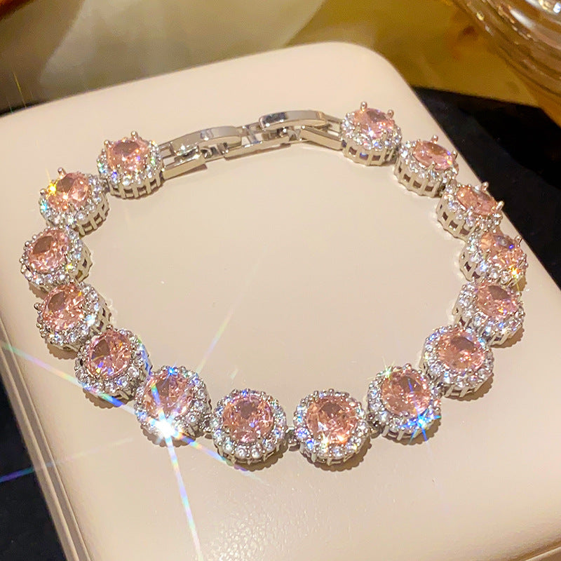 Elegant French Style Flower Buckle Zircon Bracelet for Women