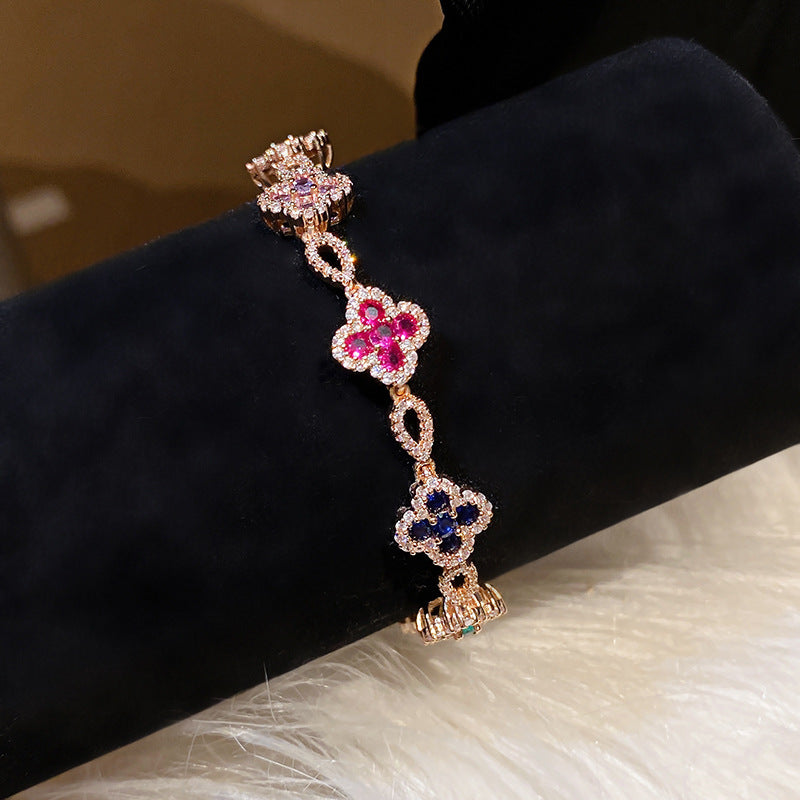 Elegant Floral Cubic Zircon Bracelet - Premium Fashion Jewelry