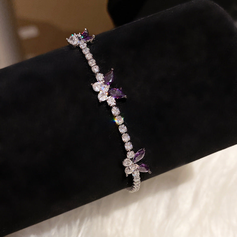 Luxury Floral Clasp Bangle - French Style Flower Bracelet