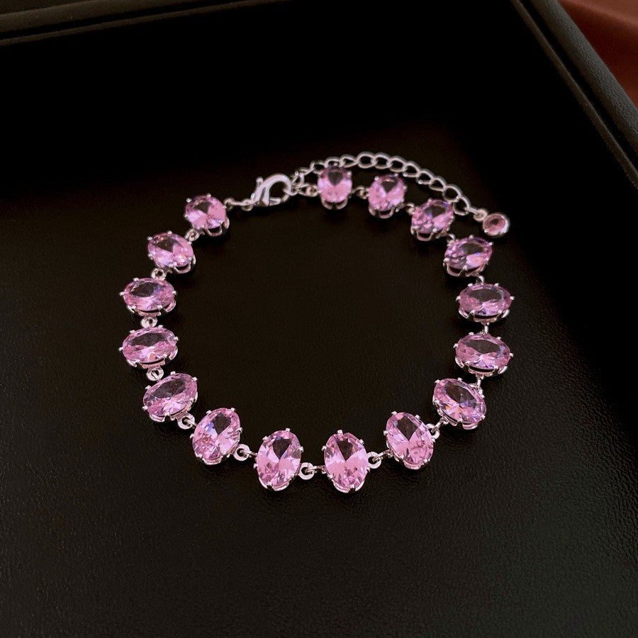 18K Gold Plated Oval Zircon Buckle Bracelet - Vintage Luxury Bangle