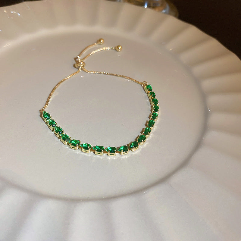 18K Gold Plated Oval Zircon Buckle Bracelet - Vintage Luxury Bangle