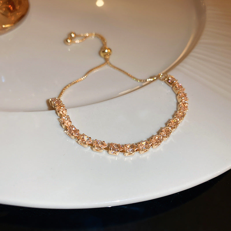 18K Gold Plated Oval Cubic Zirconia Buckle Bangle Bracelet