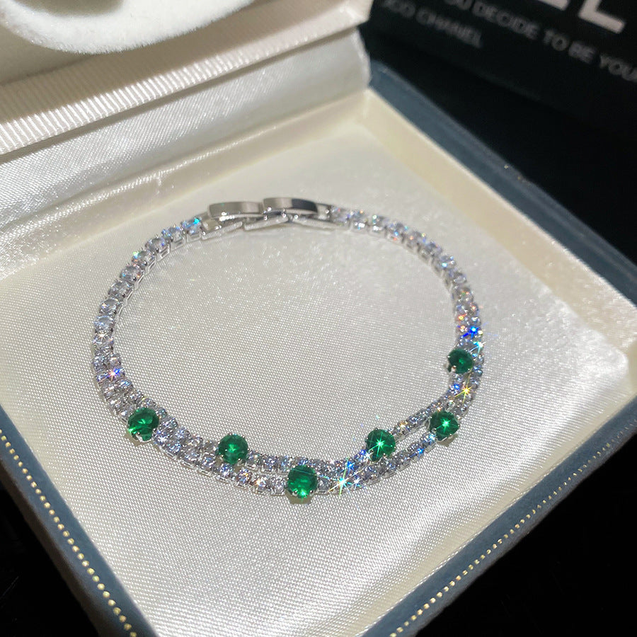 18K Gold Plated Minimalist Double Layer Round Zircon Bracelet